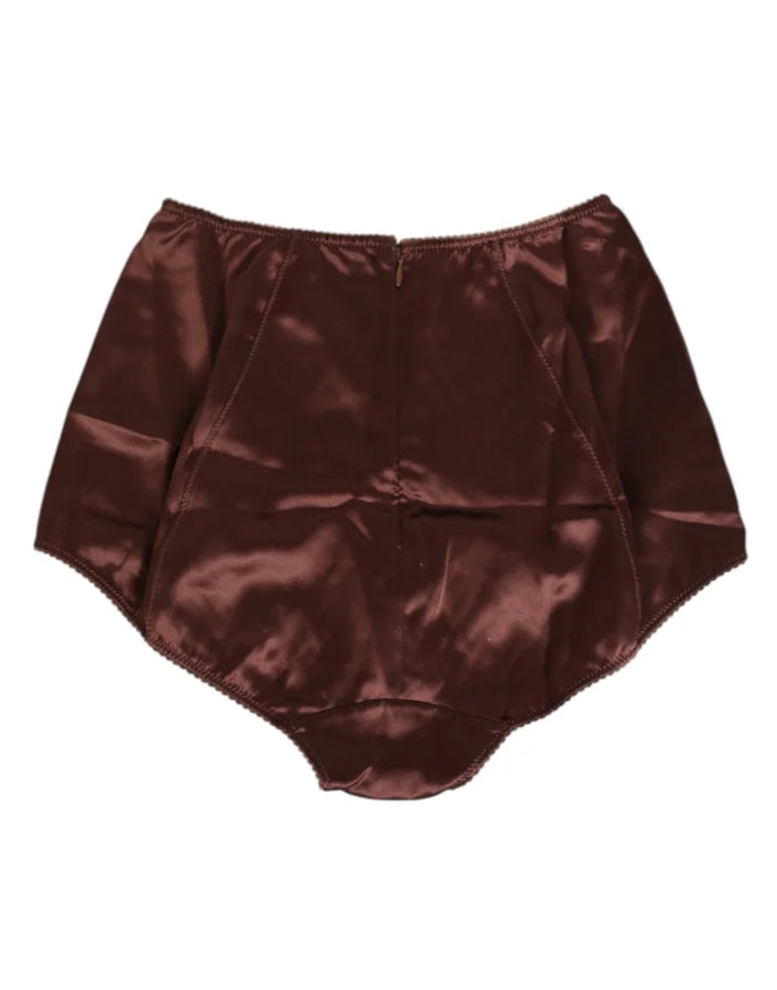 Dolce &amp; Gabbana Brown Silk Stretch High Waist Girdle Underwear