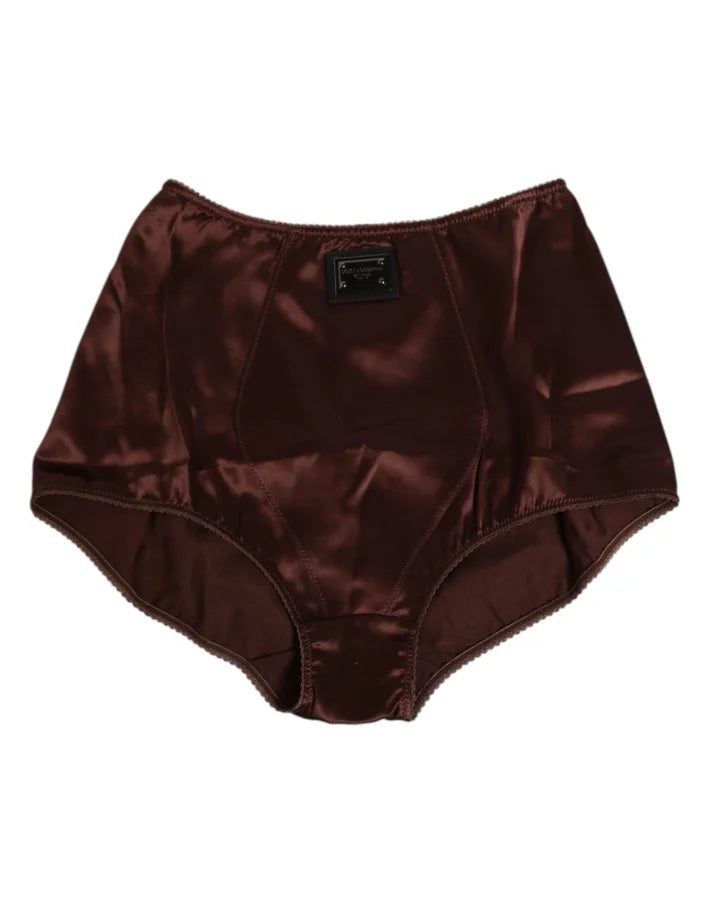Dolce &amp; Gabbana Brown Silk Stretch High Waist Girdle Underwear
