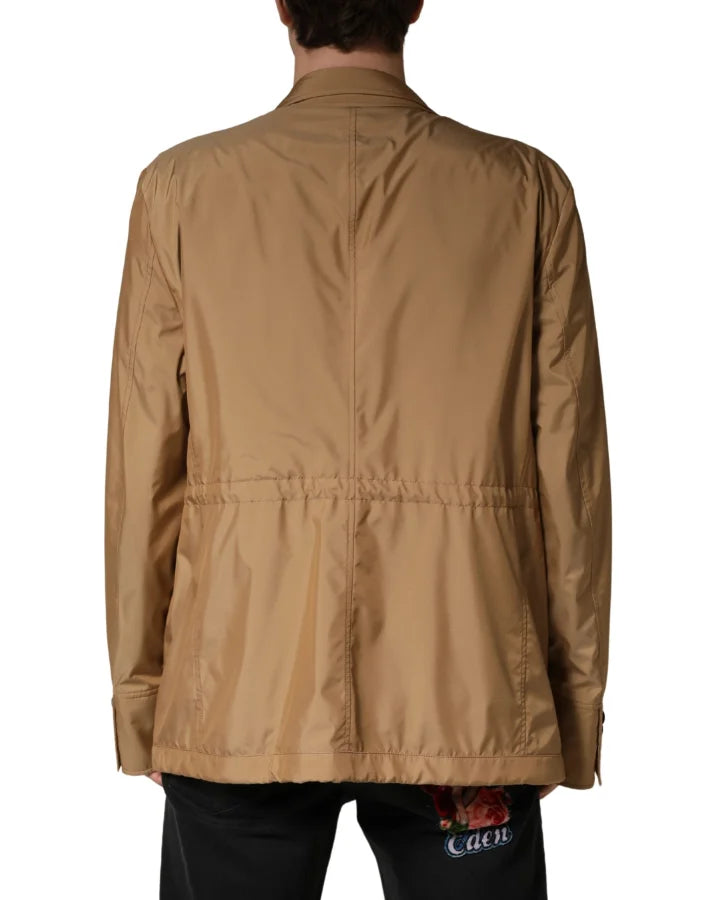 Dolce & Gabbana Brown Single Breasted Layered Coat Jacket