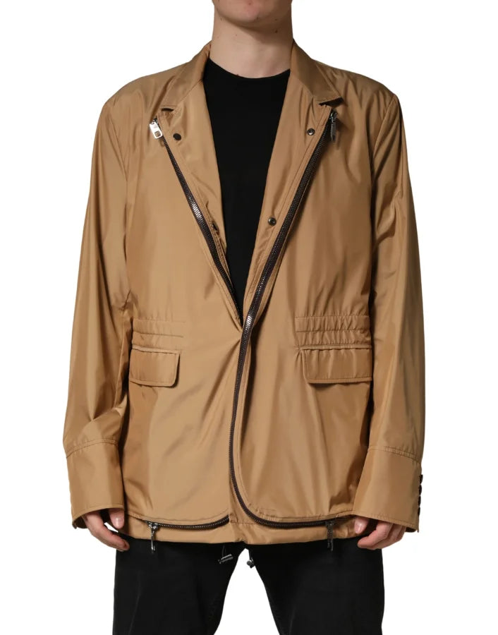 Dolce & Gabbana Brown Single Breasted Layered Coat Jacket
