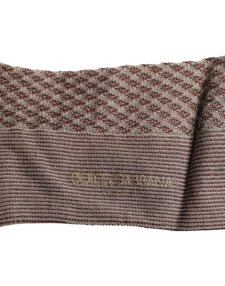 Dolce &amp; Gabbana Brown Solid Dg Logo Mid Calf Men Socks