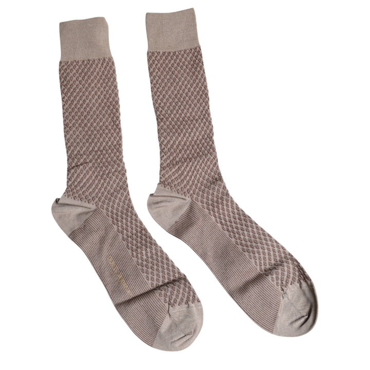 Dolce &amp; Gabbana Brown Solid Dg Logo Mid Calf Men Socks