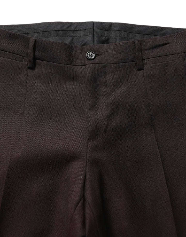 Dolce &amp; Gabbana Brown Straight Leg Dress Silk Trousers Pants