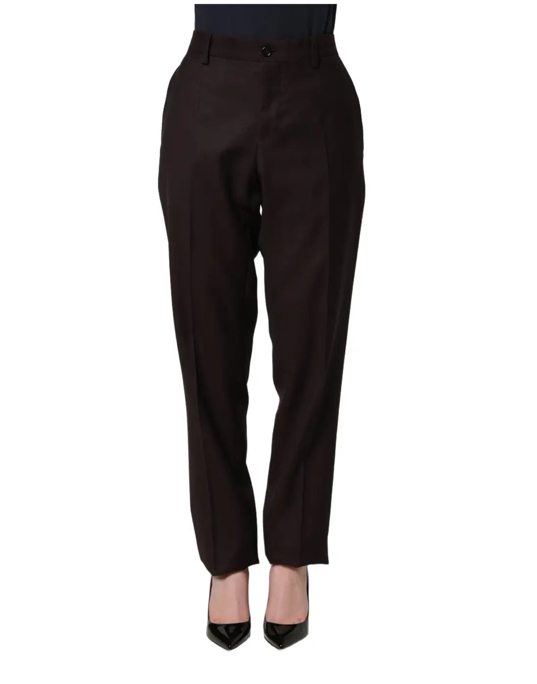 Dolce & Gabbana Brown Straight Leg Dress Silk Trousers Pants