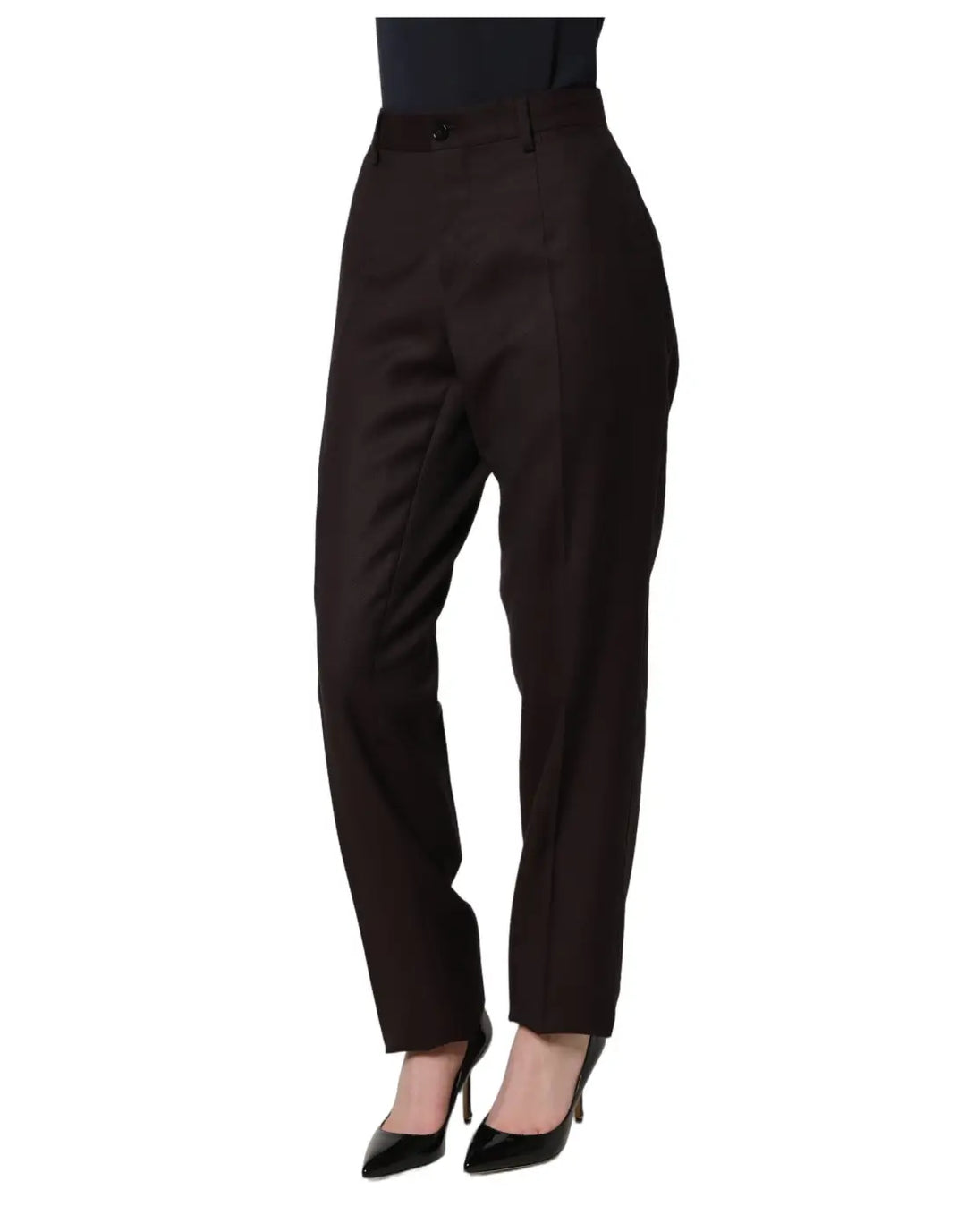 Dolce &amp; Gabbana Brown Straight Leg Dress Silk Trousers Pants