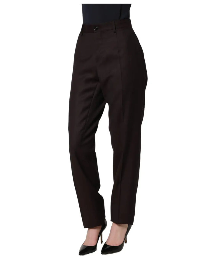 Dolce &amp; Gabbana Brown Straight Leg Dress Silk Trousers Pants