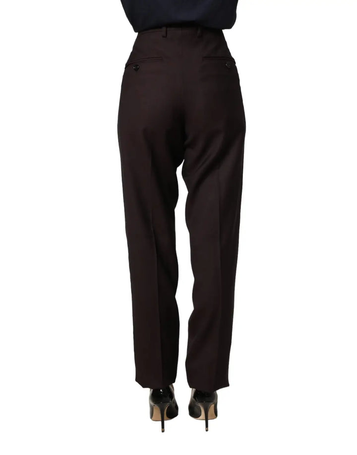 Dolce &amp; Gabbana Brown Straight Leg Dress Silk Trousers Pants