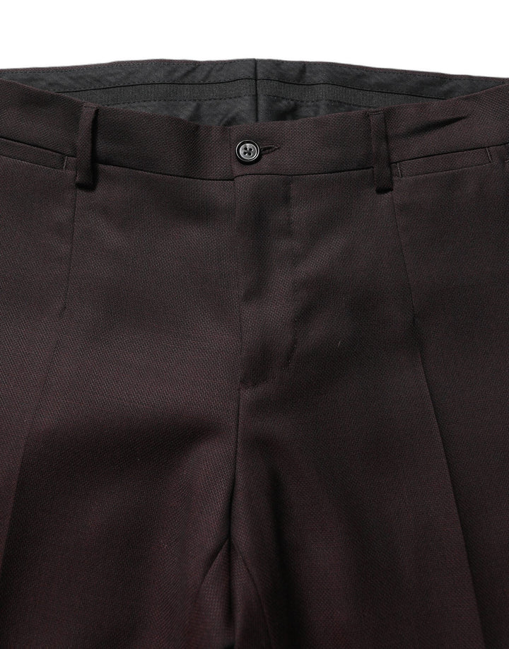 Dolce &amp; Gabbana Brown Straight Leg Dress Silk Trousers Pants