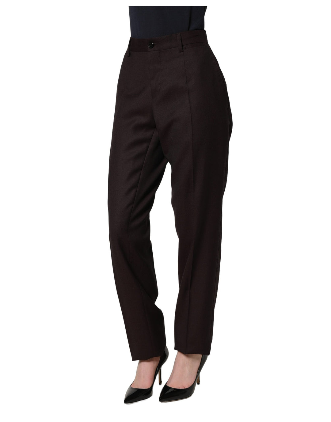 Dolce &amp; Gabbana Brown Straight Leg Dress Silk Trousers Pants
