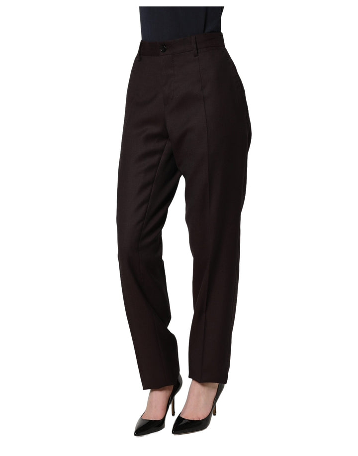 Dolce &amp; Gabbana Brown Straight Leg Dress Silk Trousers Pants