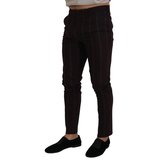 Dolce & Gabbana Brown Striped Men Trousers Cotton Pants
