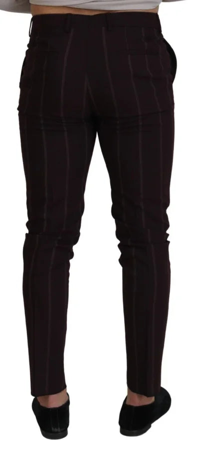 Dolce &amp; Gabbana Brown Striped Men Trousers Cotton Pants