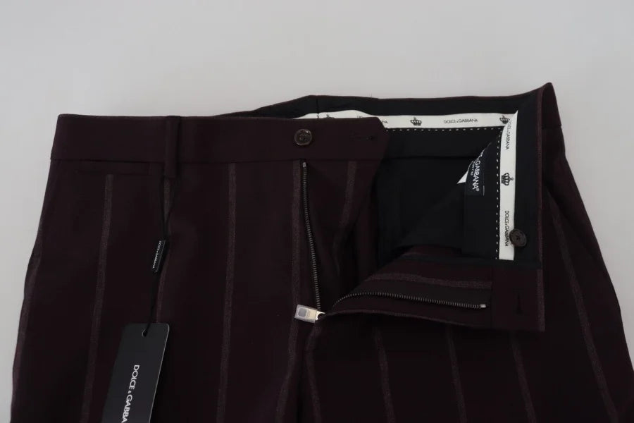 Dolce &amp; Gabbana Brown Striped Men Trousers Cotton Pants