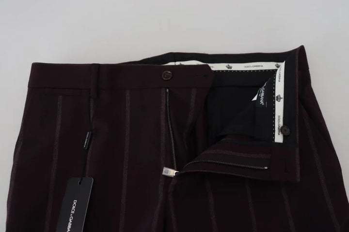 Dolce &amp; Gabbana Brown Striped Men Trousers Cotton Pants