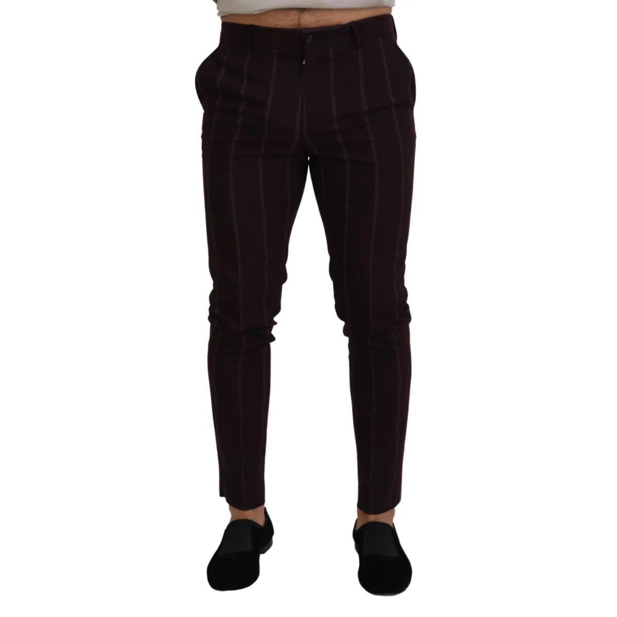 Dolce & Gabbana Brown Striped Men Trousers Cotton Pants
