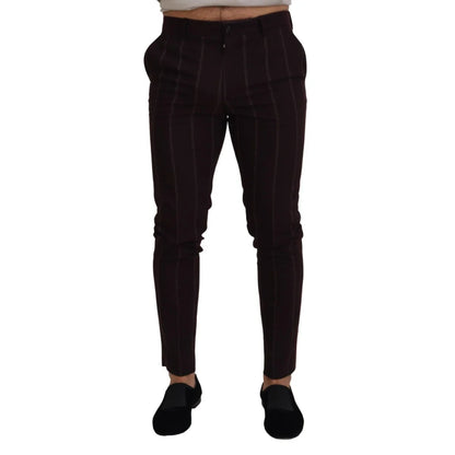 Dolce & Gabbana Brown Striped Men Trousers Cotton Pants