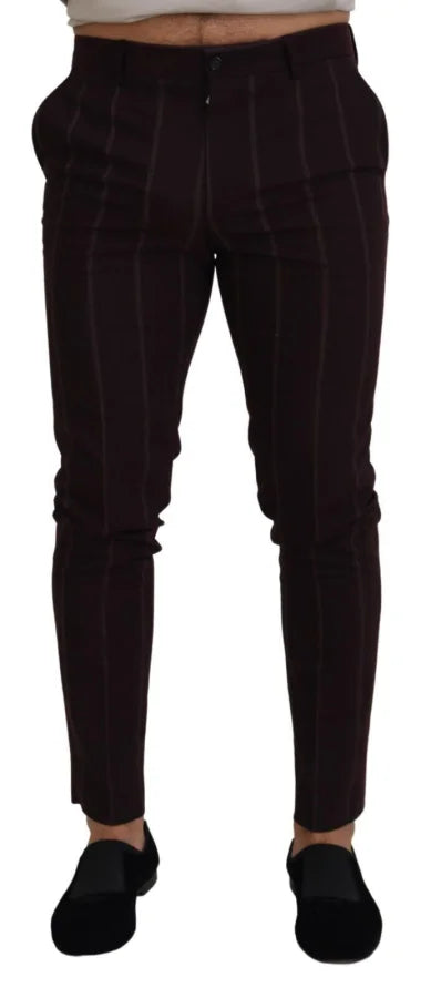 Dolce &amp; Gabbana Brown Striped Men Trousers Cotton Pants