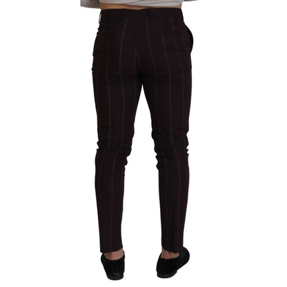 Dolce & Gabbana Brown Striped Men Trousers Cotton Pants