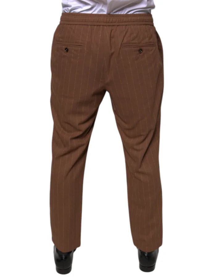 Dolce &amp; Gabbana Brown Stripes Skinny Men Dress Pants