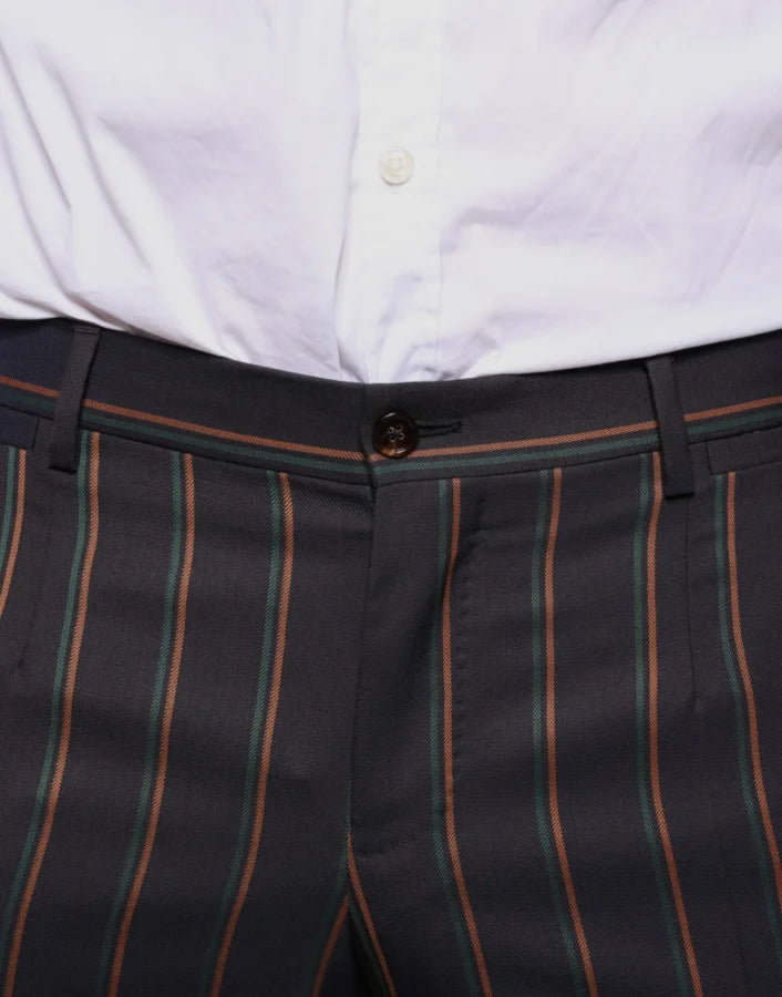 Dolce &amp; Gabbana Brown Stripes Skinny Men Dress Pants