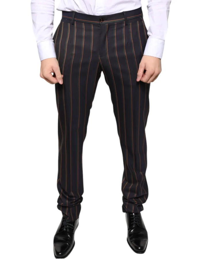 Dolce &amp; Gabbana Brown Stripes Skinny Men Dress Pants