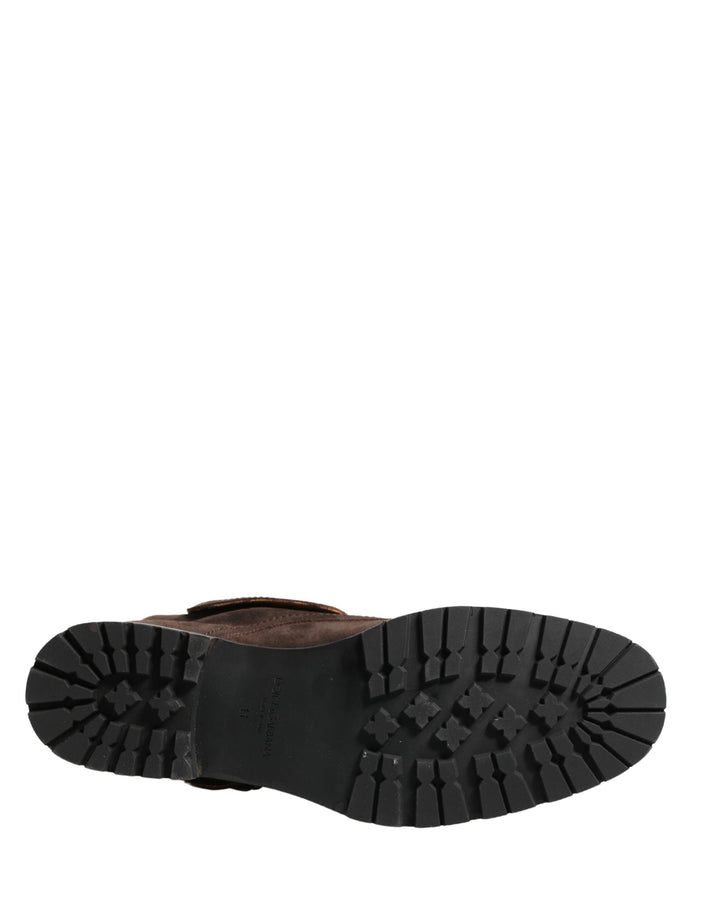 Dolce &amp; Gabbana Brown Suede Leather Combat Ankle Boots Shoes