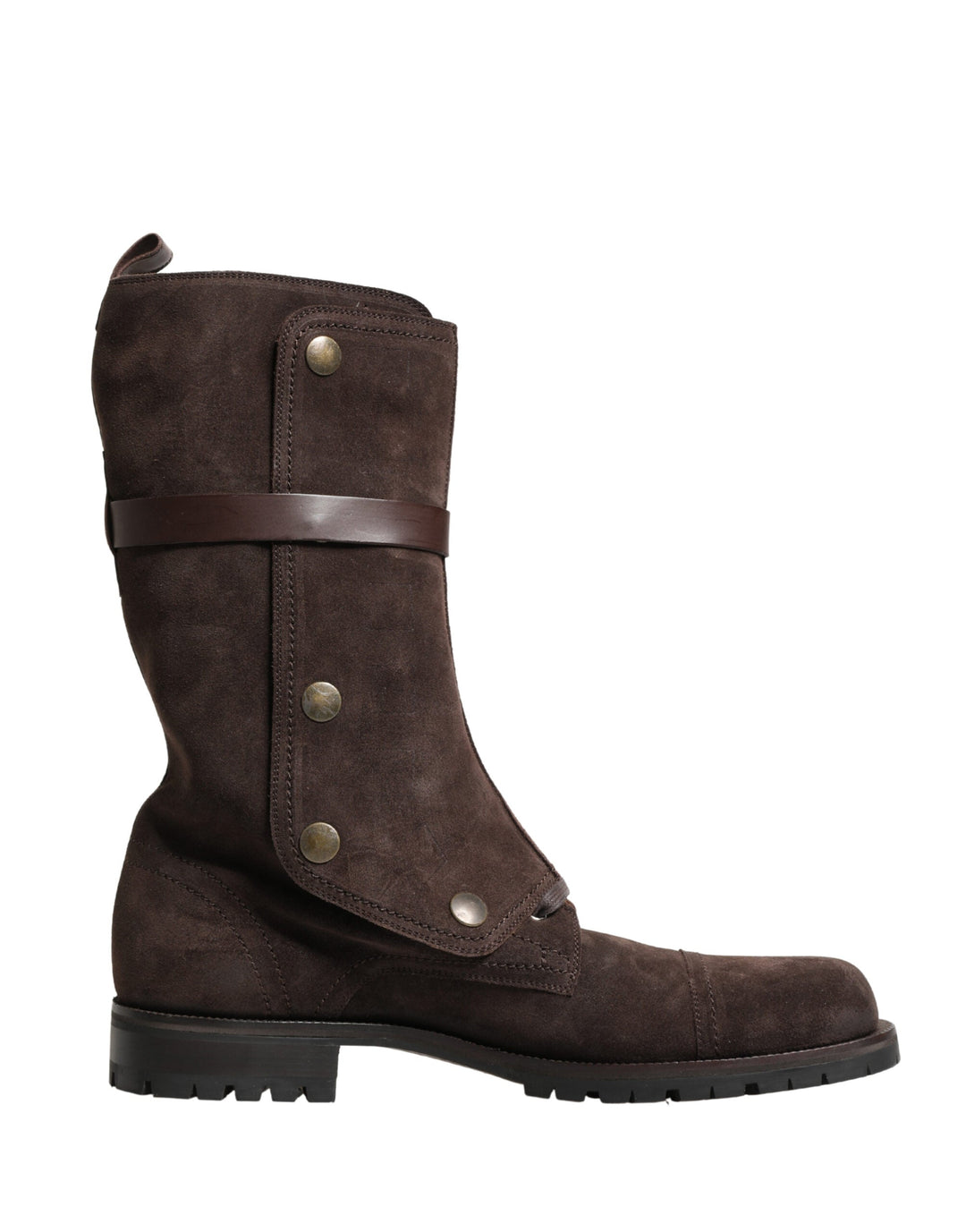 Dolce &amp; Gabbana Brown Suede Leather Combat Ankle Boots Shoes
