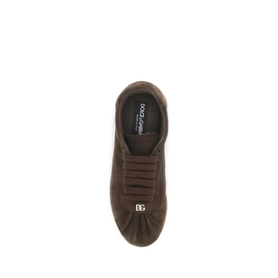 Dolce &amp; Gabbana Brown Suede Leather Low Top Sneakers