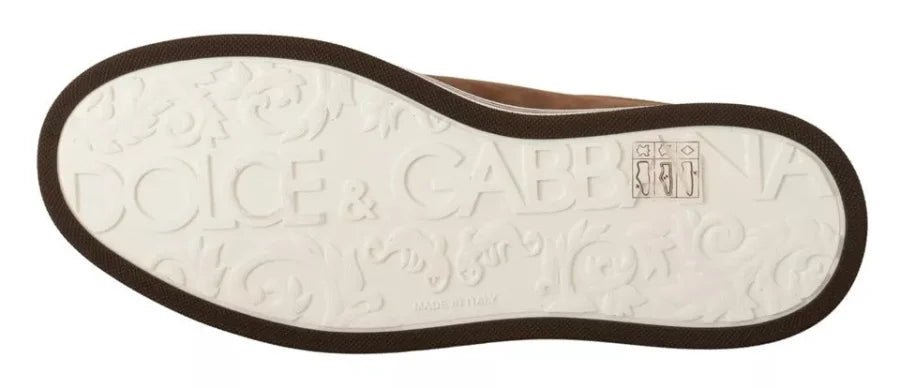Dolce &amp; Gabbana Brown Suede Logo Low Top Sneakers Men Shoes