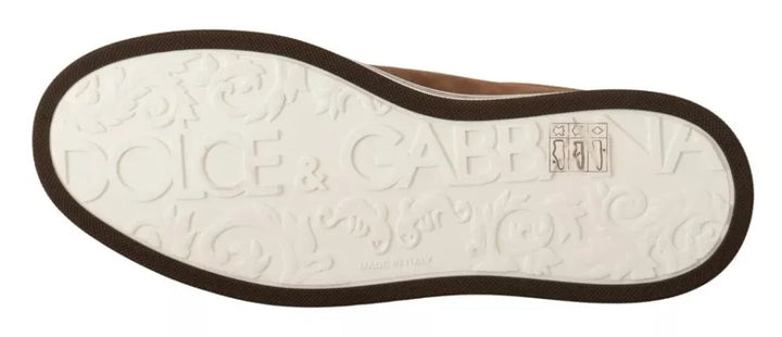 Dolce &amp; Gabbana Brown Suede Logo Low Top Sneakers Men Shoes