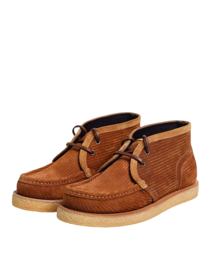 Dolce &amp; Gabbana Brown Suede Nubuck Leather Desert Ankle Boots Shoes