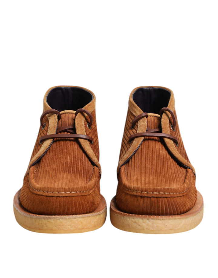 Dolce &amp; Gabbana Brown Suede Nubuck Leather Desert Ankle Boots Shoes