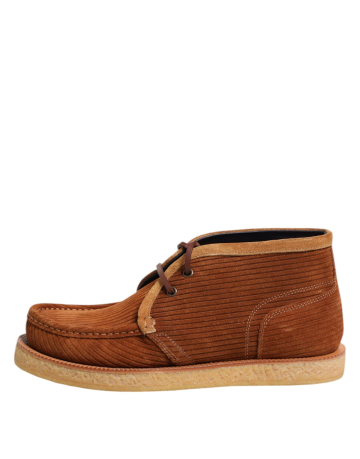Dolce &amp; Gabbana Brown Suede Nubuck Leather Desert Ankle Boots Shoes