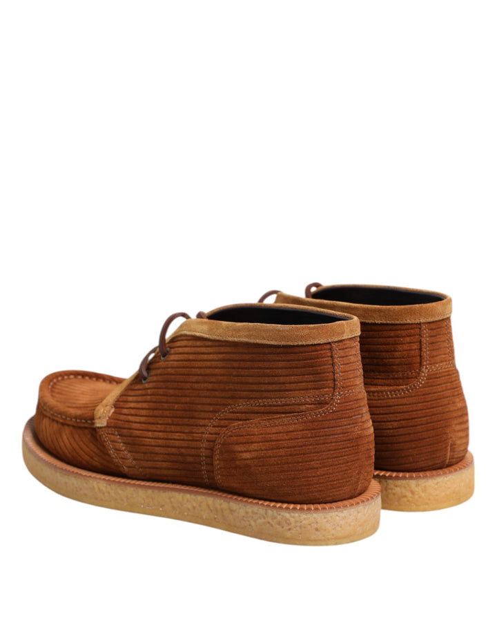 Dolce &amp; Gabbana Brown Suede Nubuck Leather Desert Ankle Boots Shoes