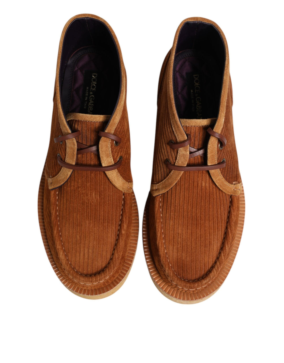 Dolce &amp; Gabbana Brown Suede Nubuck Leather Desert Ankle Boots Shoes