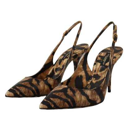 Dolce Gabbana Brown Tiger Pattern Stiletto Heels &