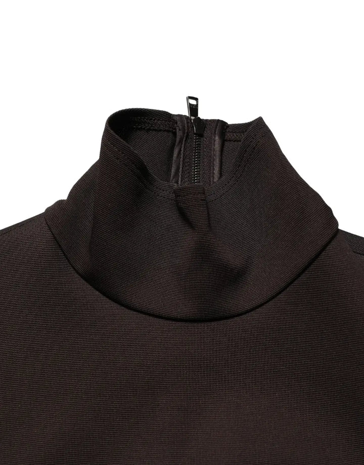 Dolce &amp; Gabbana Brown Turtleneck Jersey Long Maxi Dress
