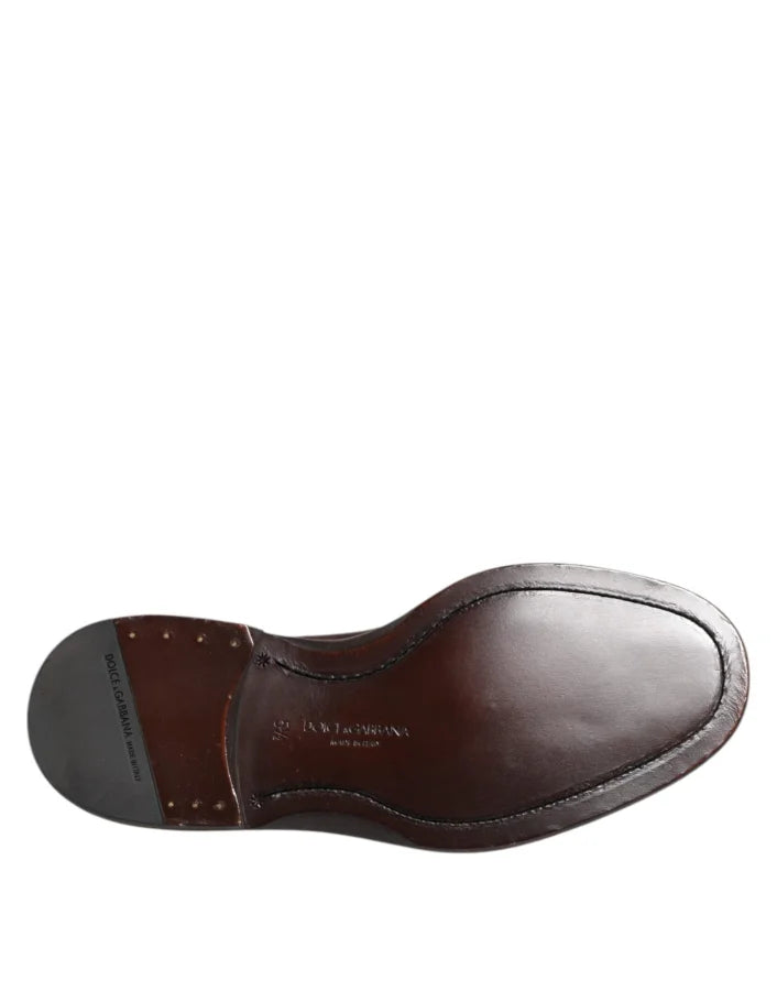Dolce &amp; Gabbana Brown Velvet Lace Up Oxford Dress Shoes