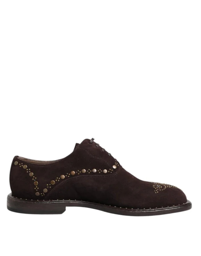 Dolce &amp; Gabbana Brown Velvet Lace Up Oxford Dress Shoes