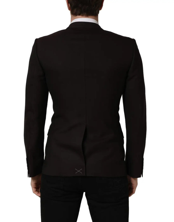 Dolce &amp; Gabbana Brown Wool GOLD Single Breasted Men Jacket