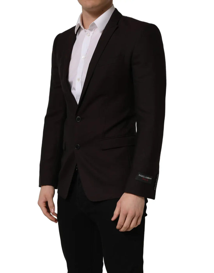 Dolce &amp; Gabbana Brown Wool GOLD Single Breasted Men Jacket