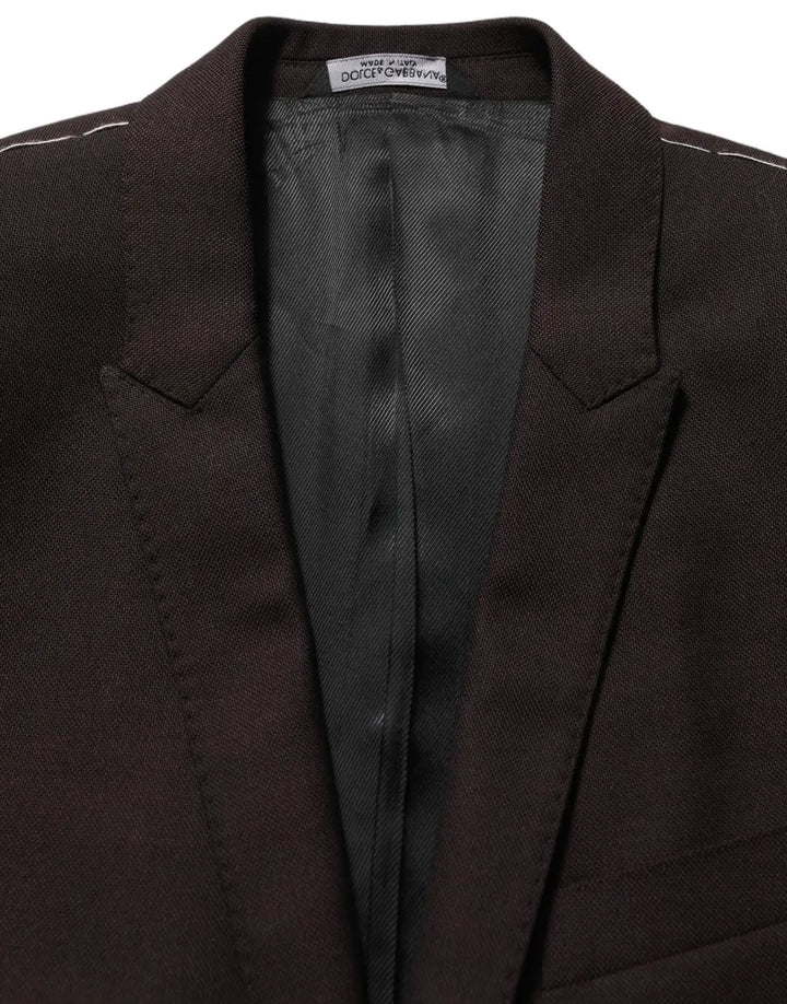 Dolce &amp; Gabbana Brown Wool GOLD Single Breasted Men Jacket