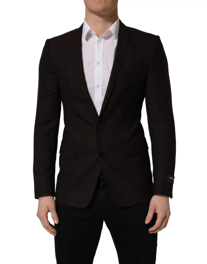 Dolce &amp; Gabbana Brown Wool GOLD Single Breasted Men Jacket