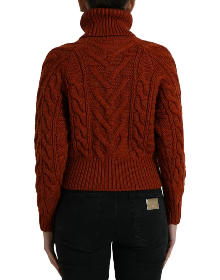 Dolce &amp; Gabbana Brown Wool Knit Turtleneck Pullover Sweater