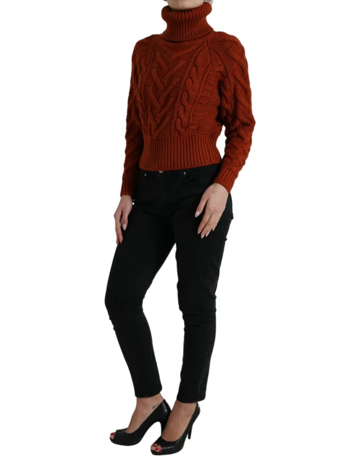 Dolce &amp; Gabbana Brown Wool Knit Turtleneck Pullover Sweater