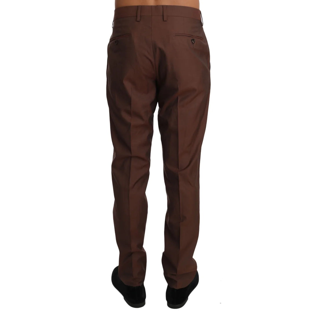 Dolce & Gabbana Brown Wool Silk Formal Trousers Pants
