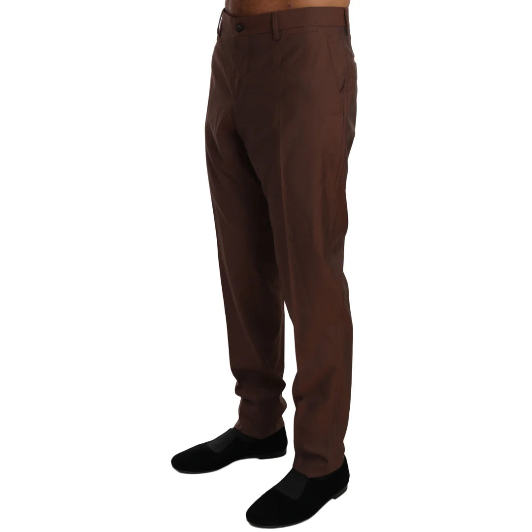 Dolce & Gabbana Brown Wool Silk Formal Trousers Pants