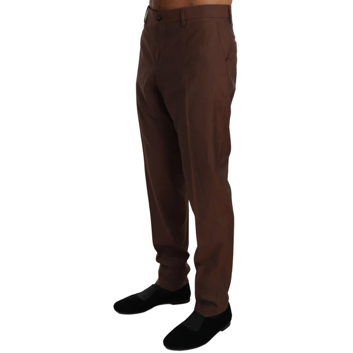 Dolce & Gabbana Brown Wool Silk Formal Trousers Pants