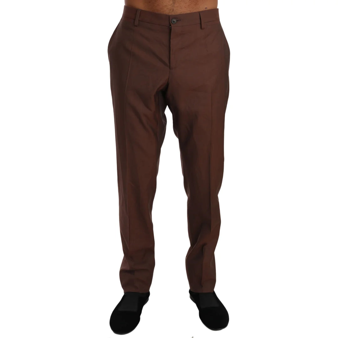 Dolce & Gabbana Brown Wool Silk Formal Trousers Pants