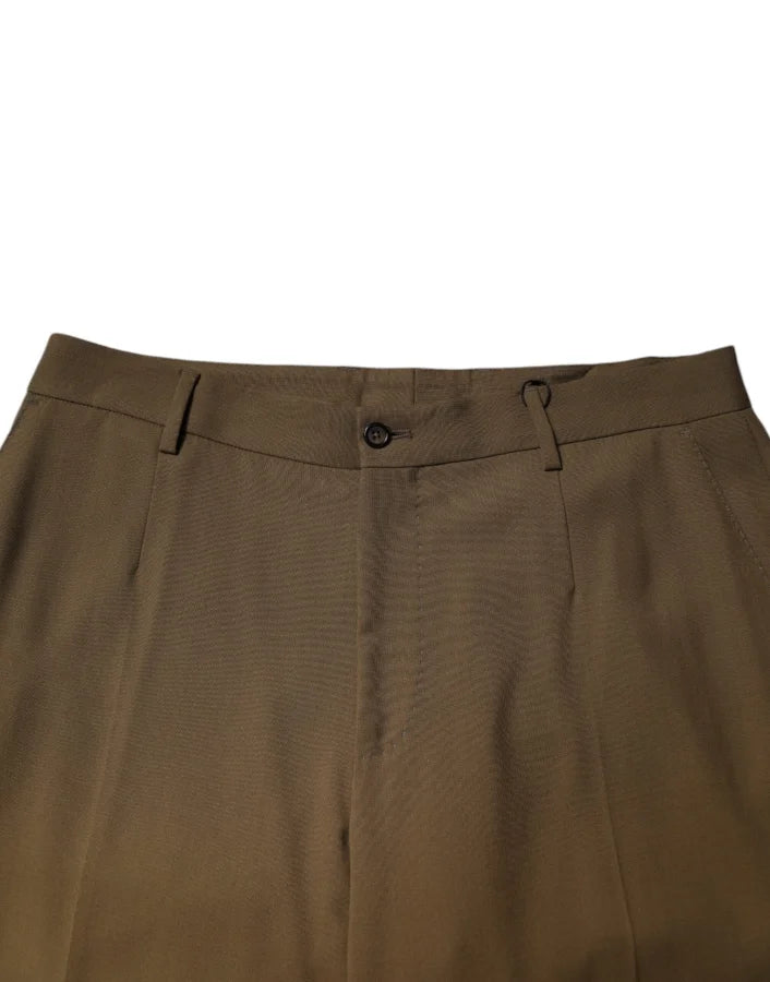 Dolce &amp; Gabbana Brown Wool Straight Formal Dress Pants